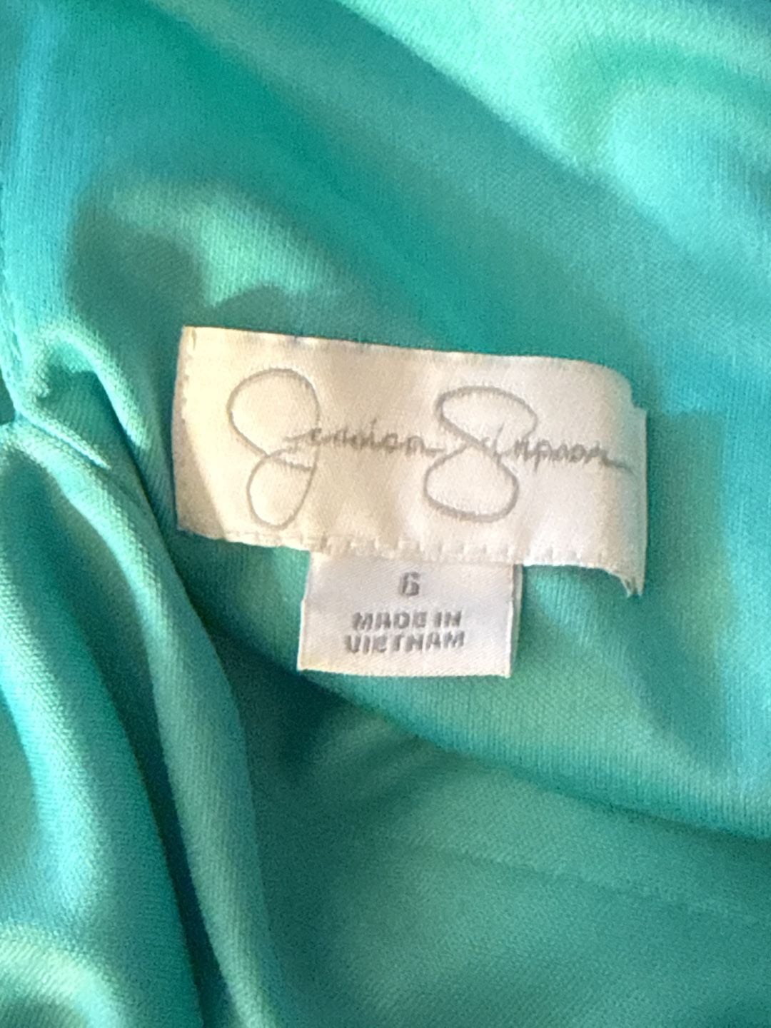 Jessica Simpson Halter Dress Size 6 Aqua Blue Metal Ring Neck Mini 7