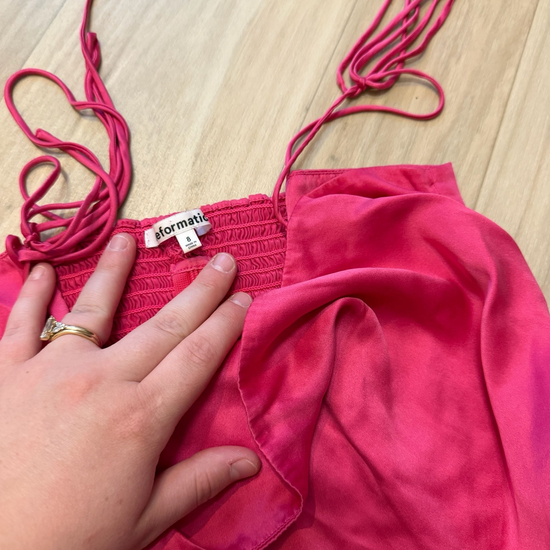 Reformation Gruyere Silk Top Size 8 Pink 3