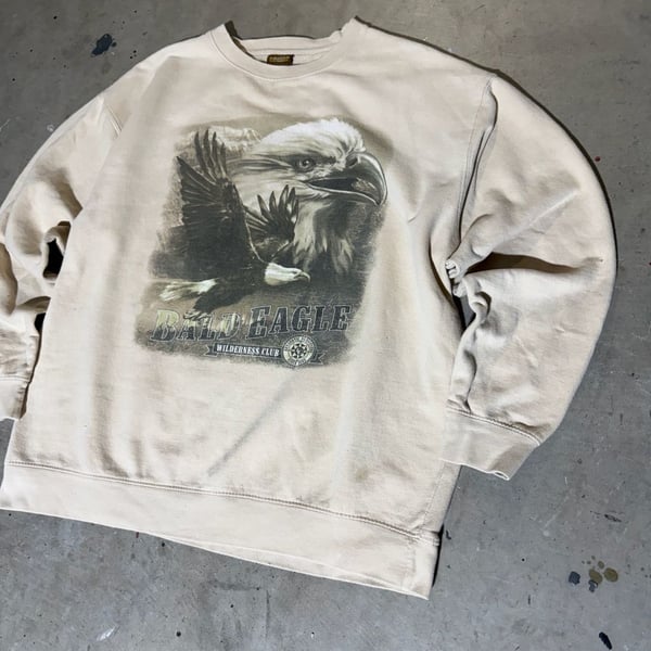 American Outdoors Bald Eagle Sweatshirt Beige Animal Print Crewneck