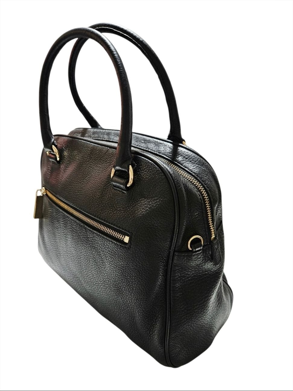 Michael Kors Handbag Pebbled Leather Black Satchel Bag / Purse 8