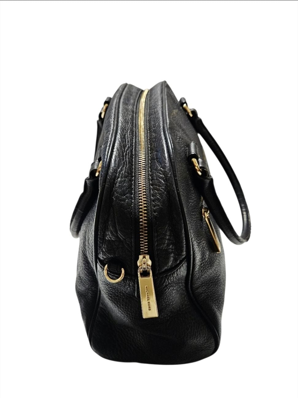 Michael Kors Handbag Pebbled Leather Black Satchel Bag / Purse 10