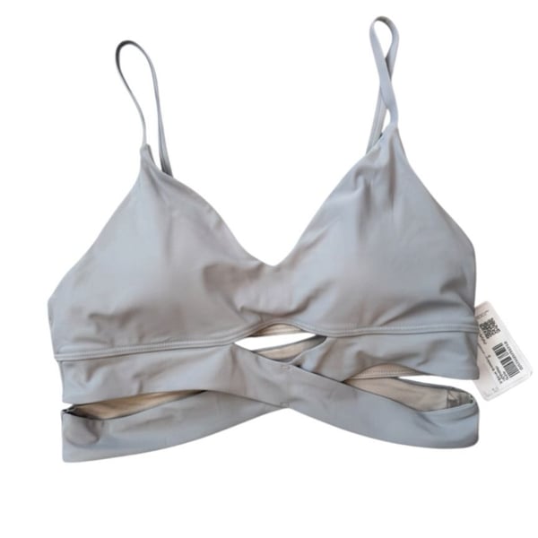 Lululemon V-Neck Crossover Underband Bra Size 8 Silver Drop Still Now Bra