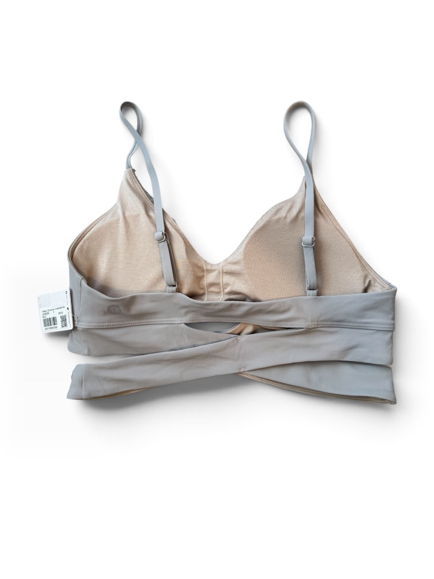 Lululemon V-Neck Crossover Underband Bra Size 8 Silver Drop Still Now Bra 3