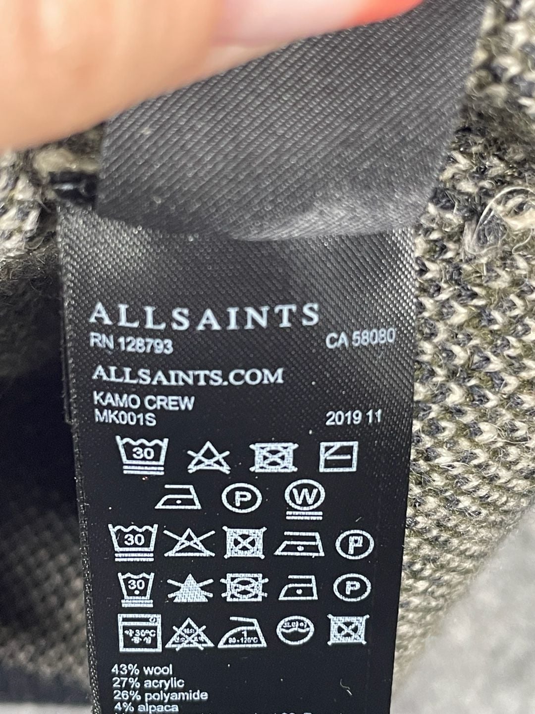 AllSaints Kamo Crewneck Jumper Wool Blend Size XS 14