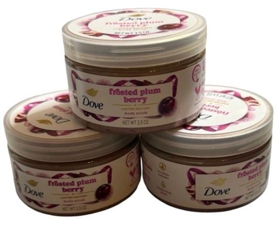Dove Frosted Plum Berry Limited Edition Body Scrub 3.5 oz Set of 3 1