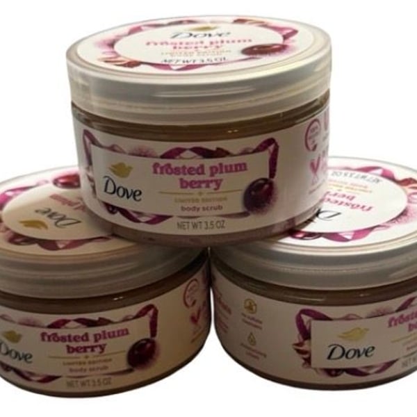 Dove Frosted Plum Berry Limited Edition Body Scrub 3.5 oz Set of 3