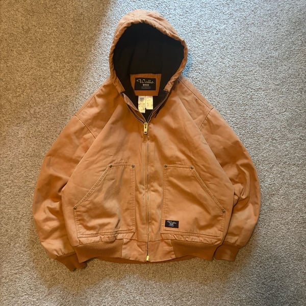 Walls Work Wear Hooded Jacket Size XL Brown Cotton Canvas Full Zip