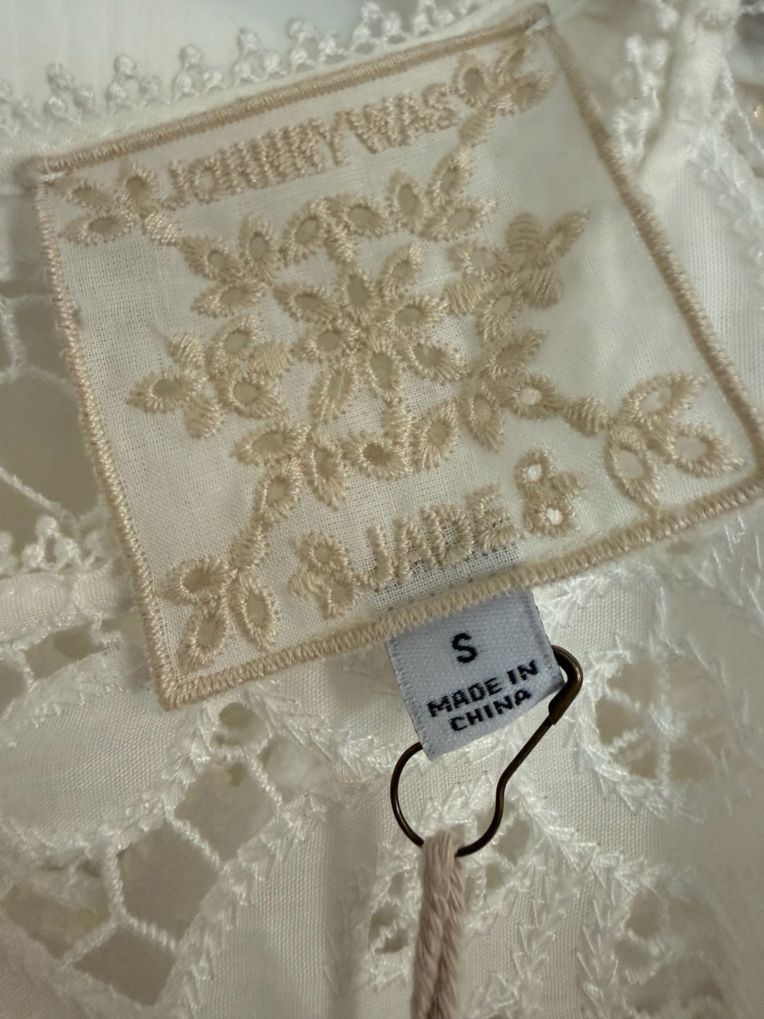 Johnny Was Lisetta Lace Mini Dress Size S White Floral Lining NWT 8