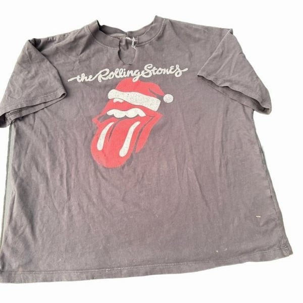 The Rolling Stones Santa Lick T-Shirt Black Distressed