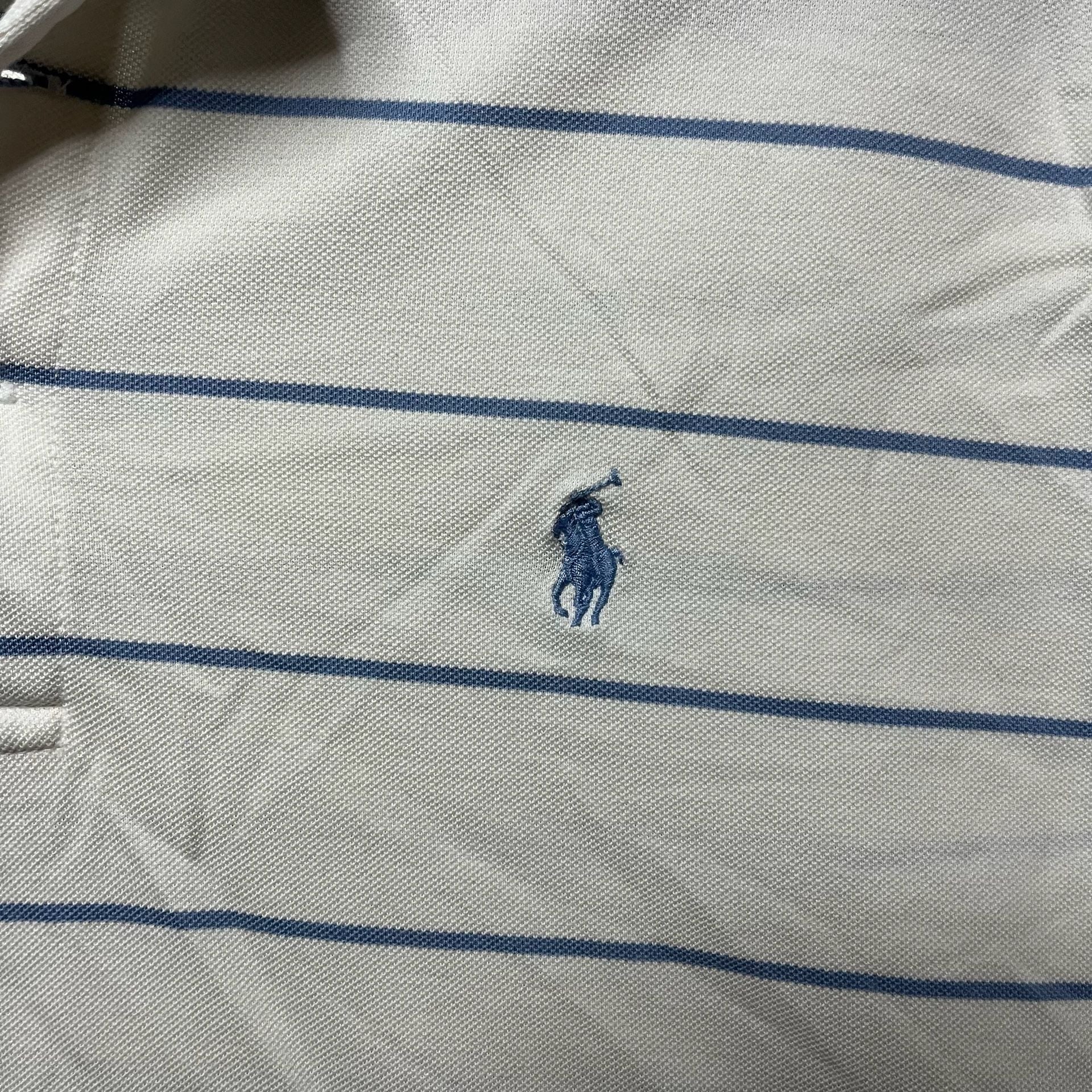Polo Ralph Lauren Striped Soft Cotton Polo Shirt White Blue Size Medium 4
