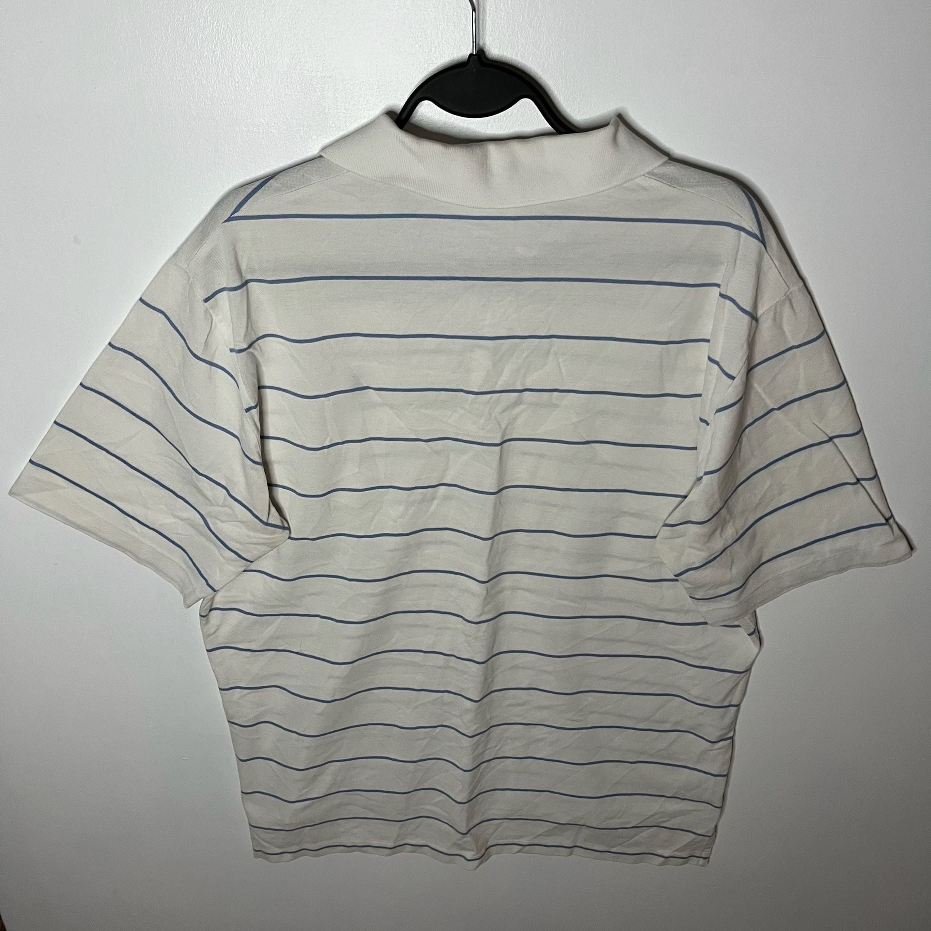 Polo Ralph Lauren Striped Soft Cotton Polo Shirt White Blue Size Medium 12