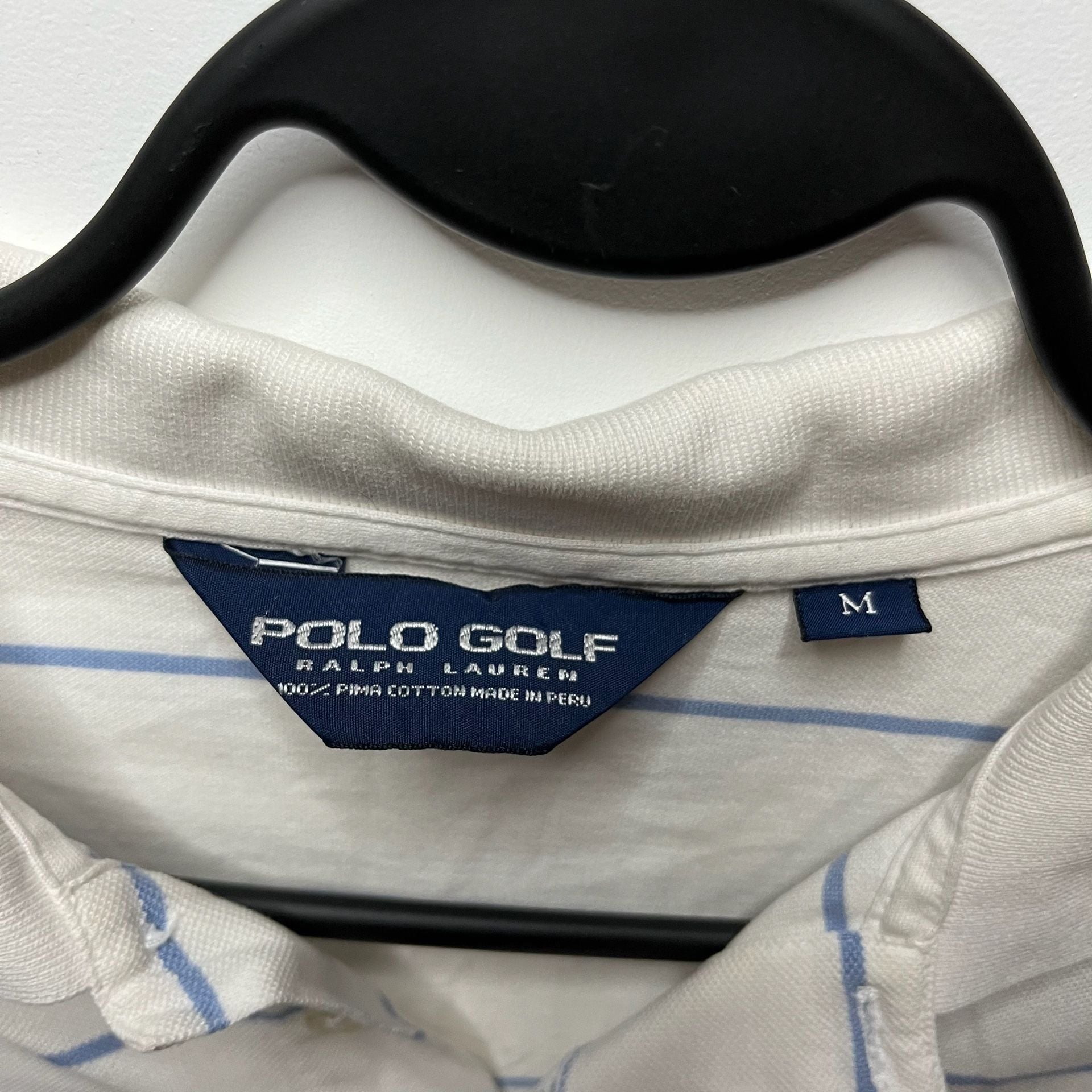 Polo Ralph Lauren Striped Soft Cotton Polo Shirt White Blue Size Medium 6