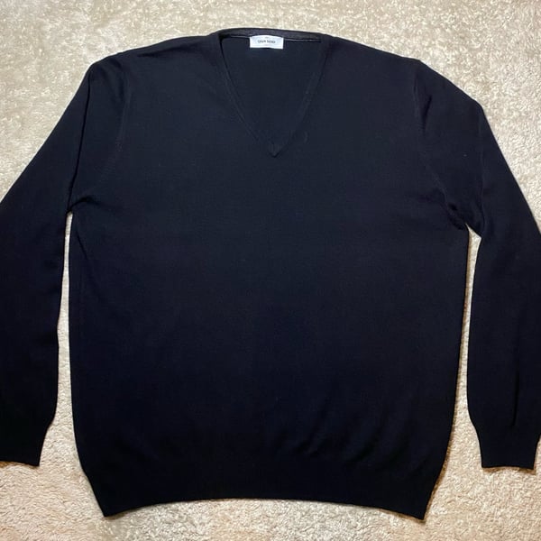 Gran Sasso V-Neck Sweater Size L Black Wool Cashmere Blend
