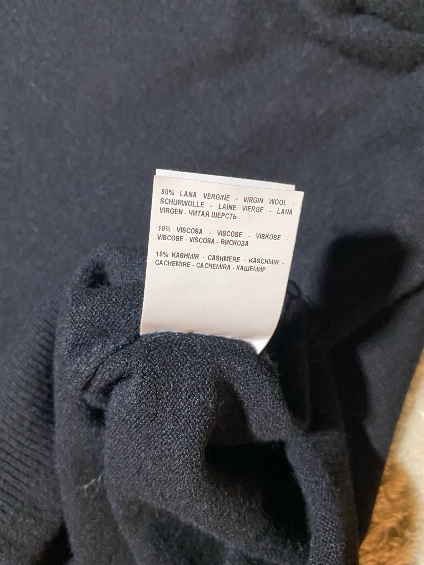 Gran Sasso V-Neck Sweater Size L Black Wool Cashmere Blend 5