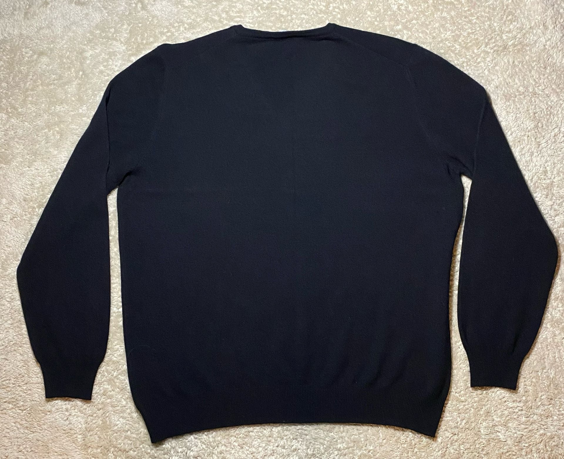 Gran Sasso V-Neck Sweater Size L Black Wool Cashmere Blend 6