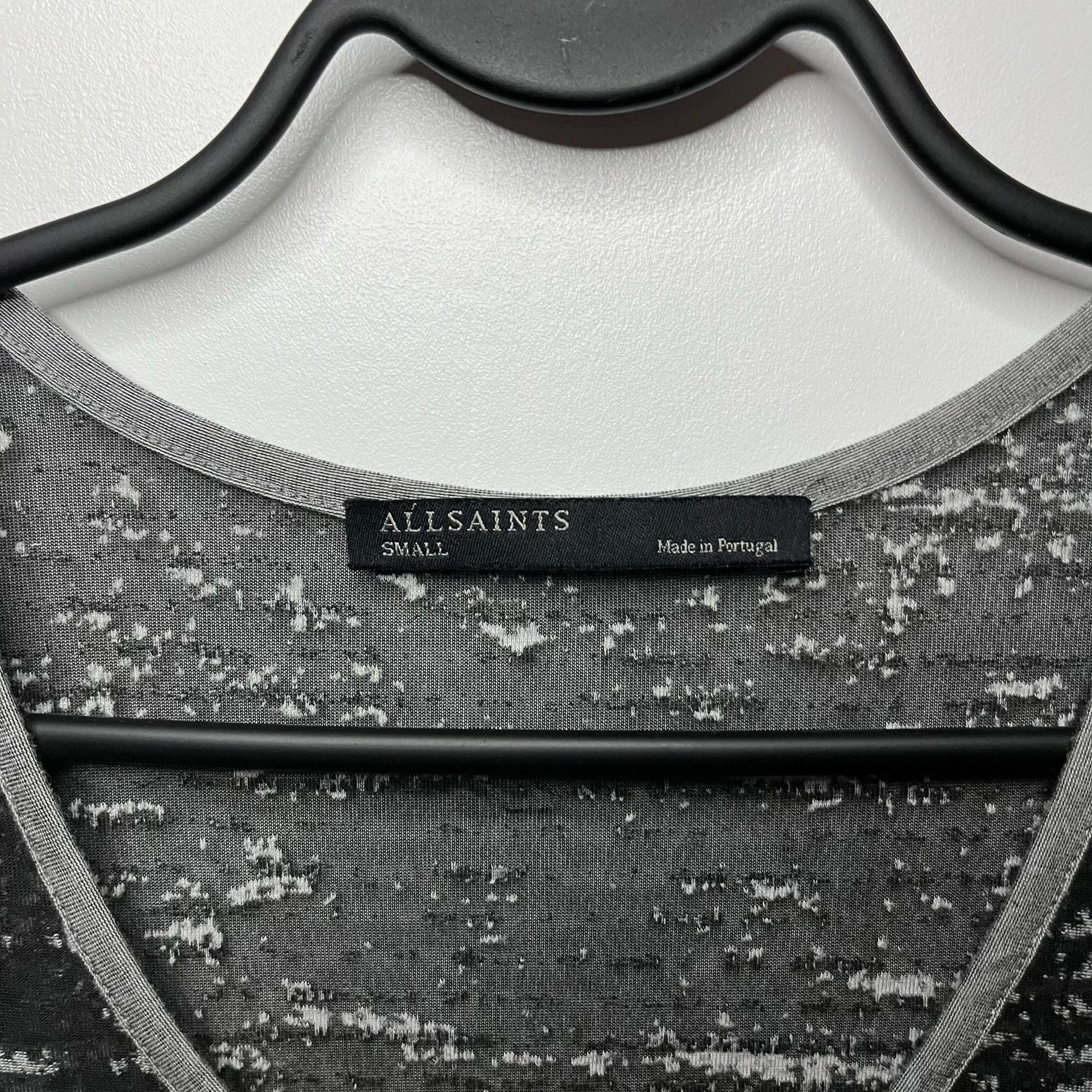 AllSaints Tank Top Size Small Black Gray Striped Sheer Abstract Size Small 5
