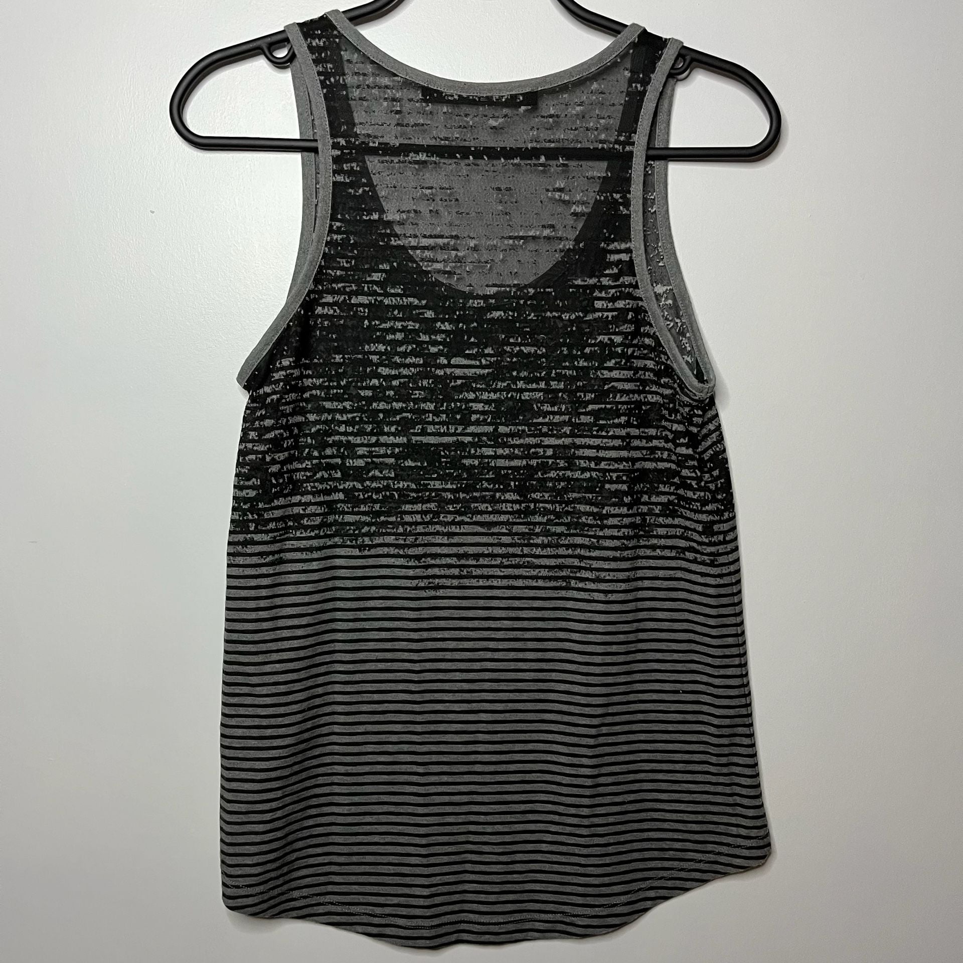 AllSaints Tank Top Size Small Black Gray Striped Sheer Abstract Size Small 6