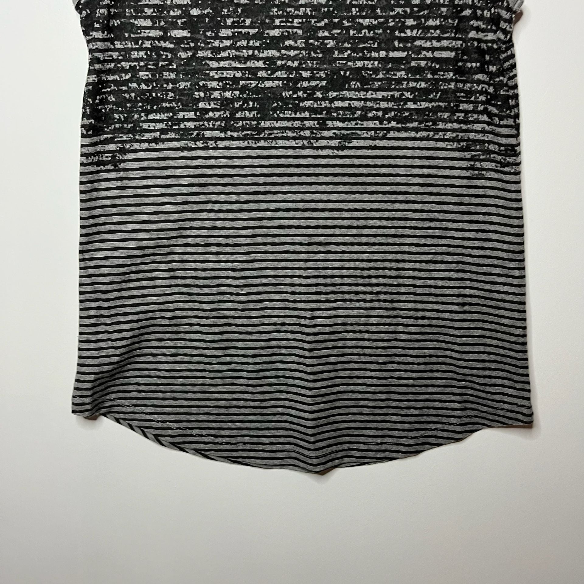 AllSaints Tank Top Size Small Black Gray Striped Sheer Abstract Size Small 11