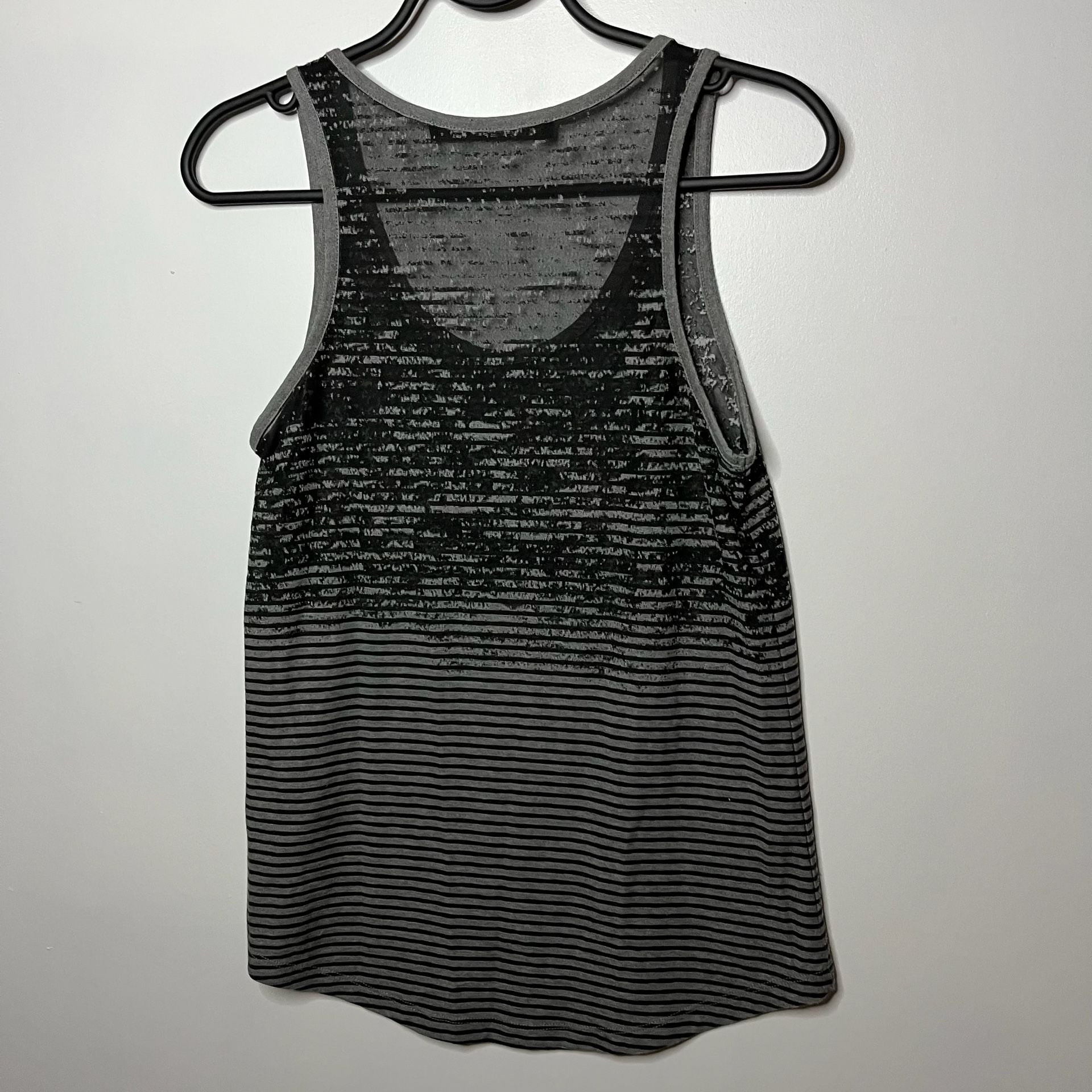 AllSaints Tank Top Size Small Black Gray Striped Sheer Abstract Size Small 12