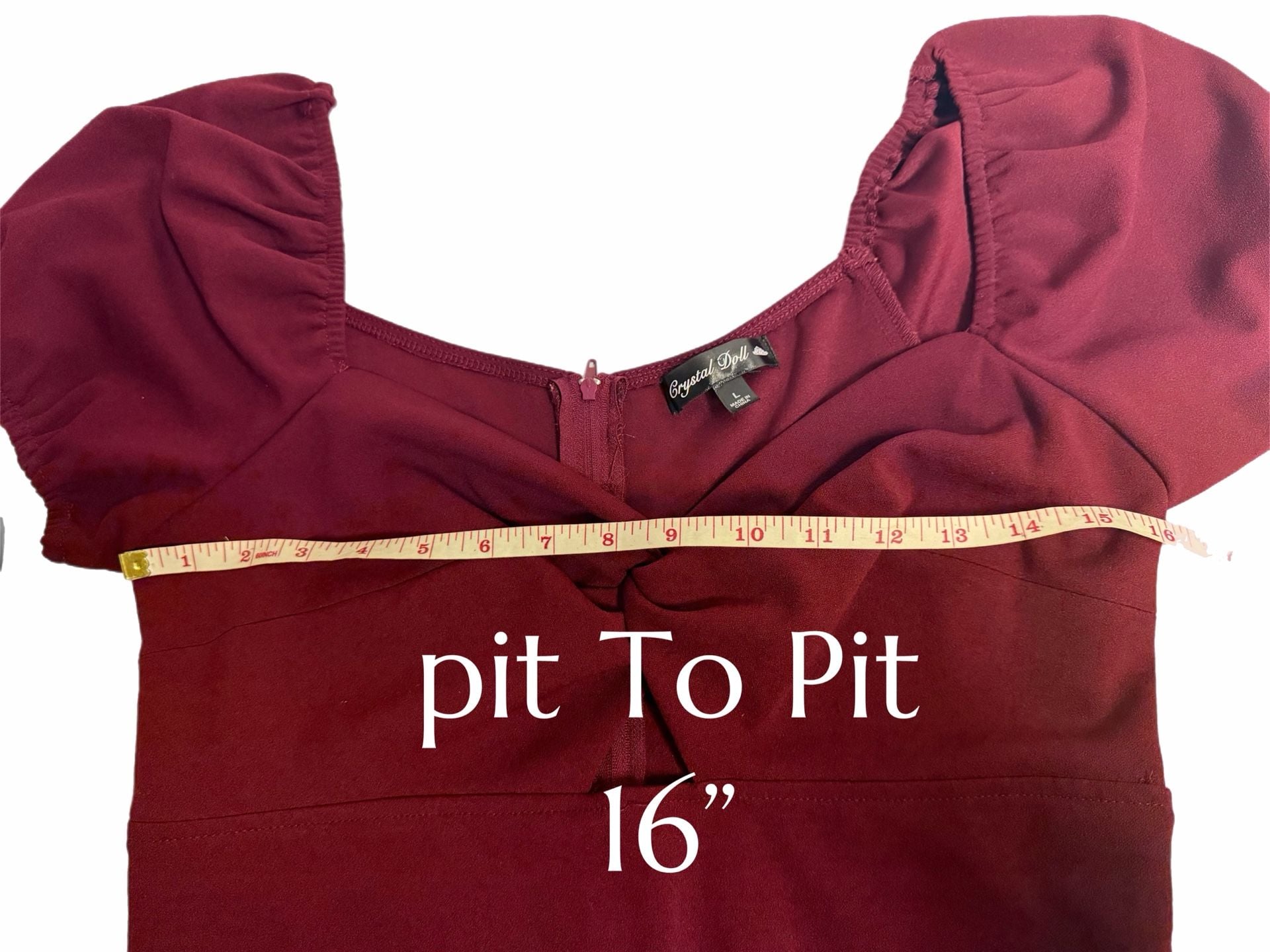 lg Burgundy BodyCon  mini dress, Crystal Doll, Puff Sleeve ,Ruched , sexy cutout 9