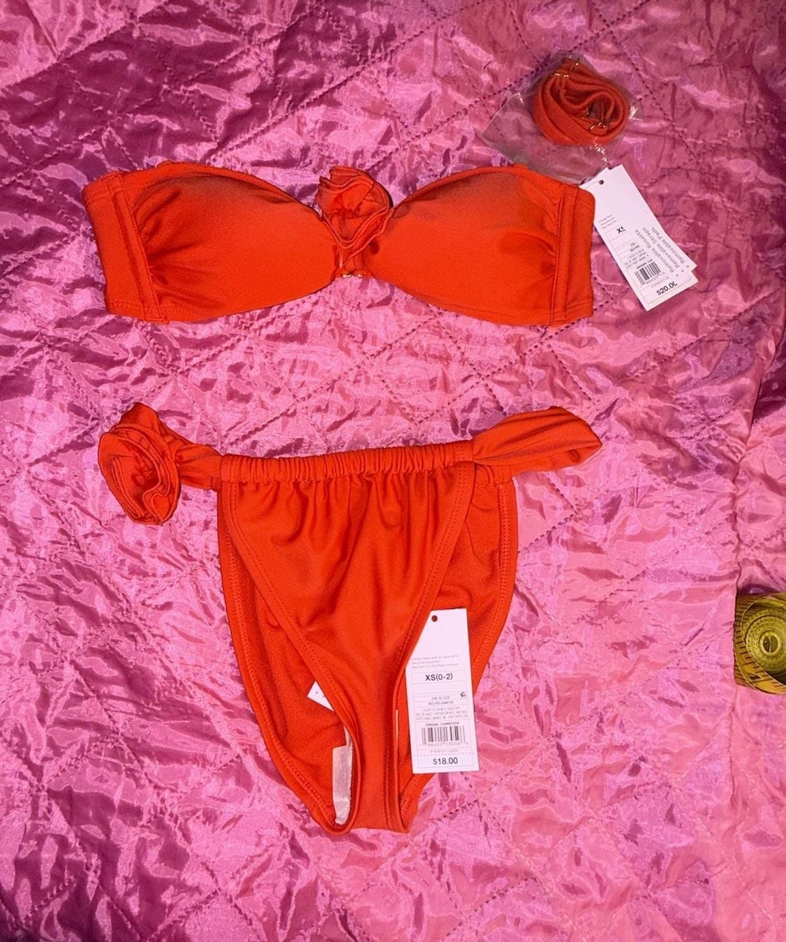 Wild Fable Bikini Set Size XS Orange Rosette 1