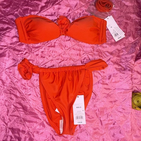 Wild Fable Bikini Set Size XS Orange Rosette