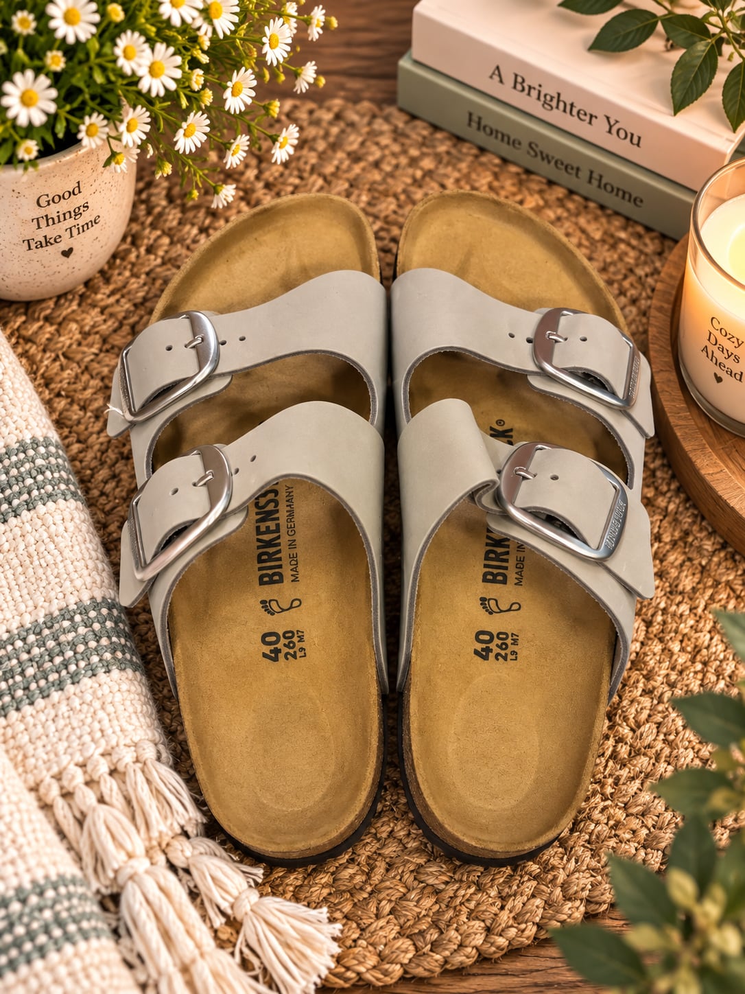 Birkenstock Arizona Big Buckle Size 40 Gray Nubuck Sandals 2