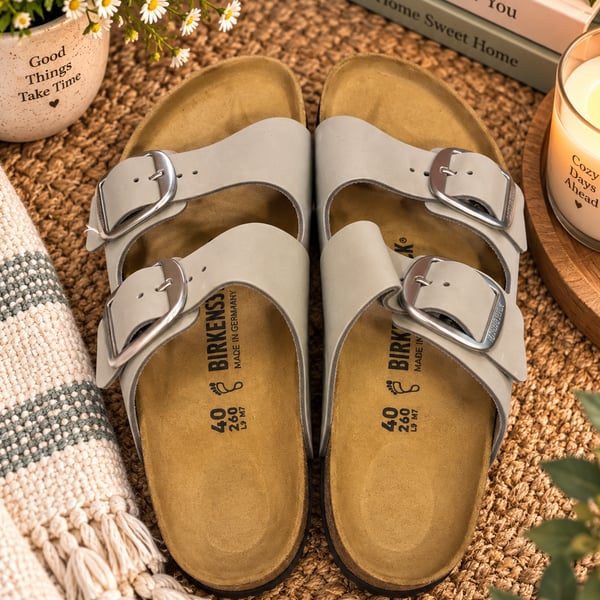 Birkenstock Arizona Big Buckle Size 40 Gray Nubuck Sandals