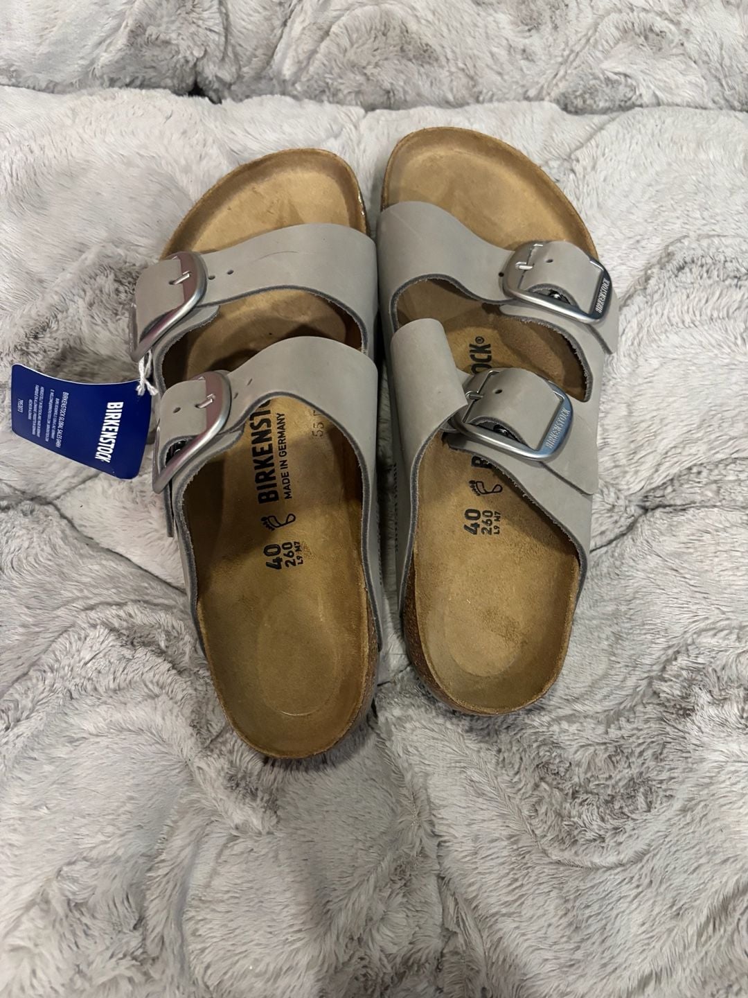 Birkenstock Arizona Big Buckle Size 40 Gray Nubuck Sandals 3
