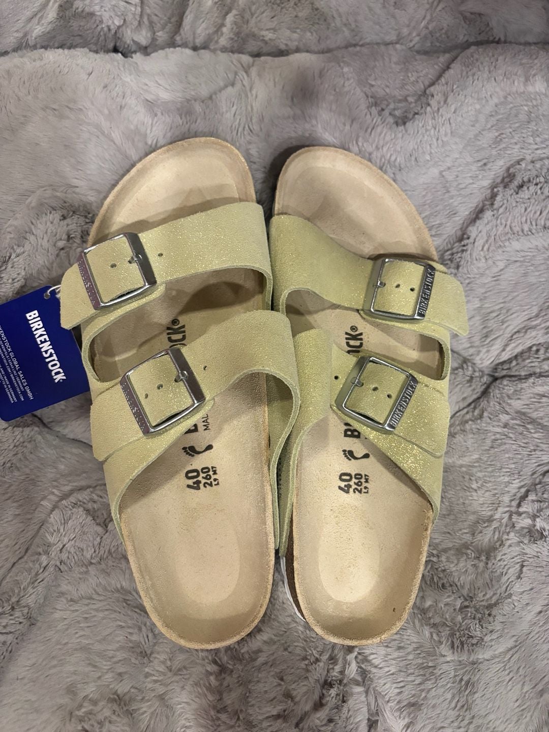 Birkenstock Arizona Shimmering Popcorn Lime Size 40 Sandals 3