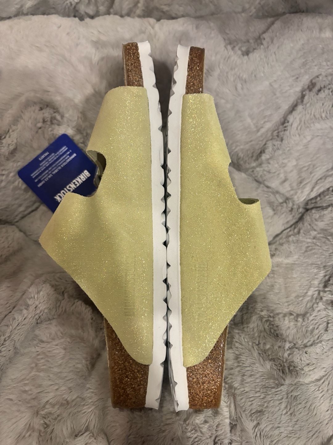Birkenstock Arizona Shimmering Popcorn Lime Size 40 Sandals 4