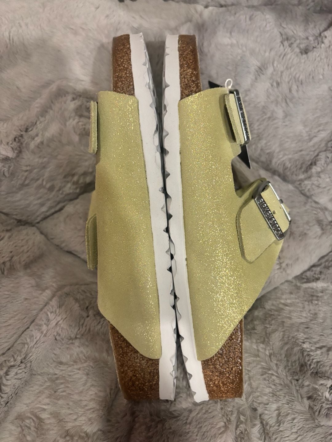 Birkenstock Arizona Shimmering Popcorn Lime Size 40 Sandals 5