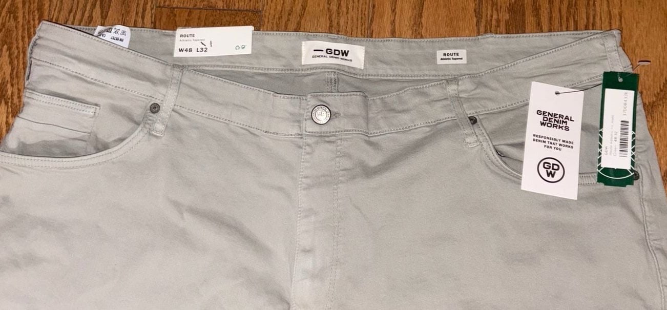 General Denim Works Route Athletic Tapered Jean Size W48 L32 Green 3