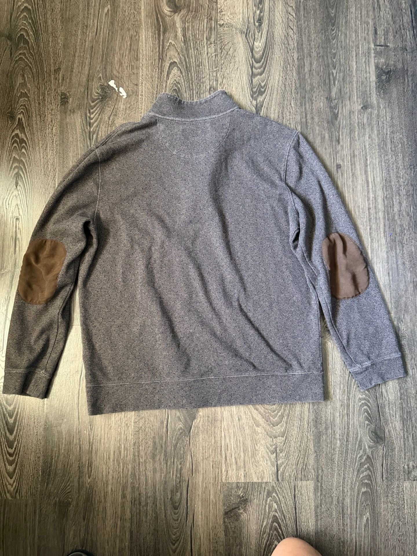 Jos. A. Bank Reserve 1/4 Zip Sweater Size L Gray Elbow Patches Cotton 8
