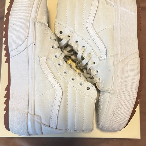 Vans Sk8-Hi Stacked Platform Size 6.5 White Canvas Sneakers