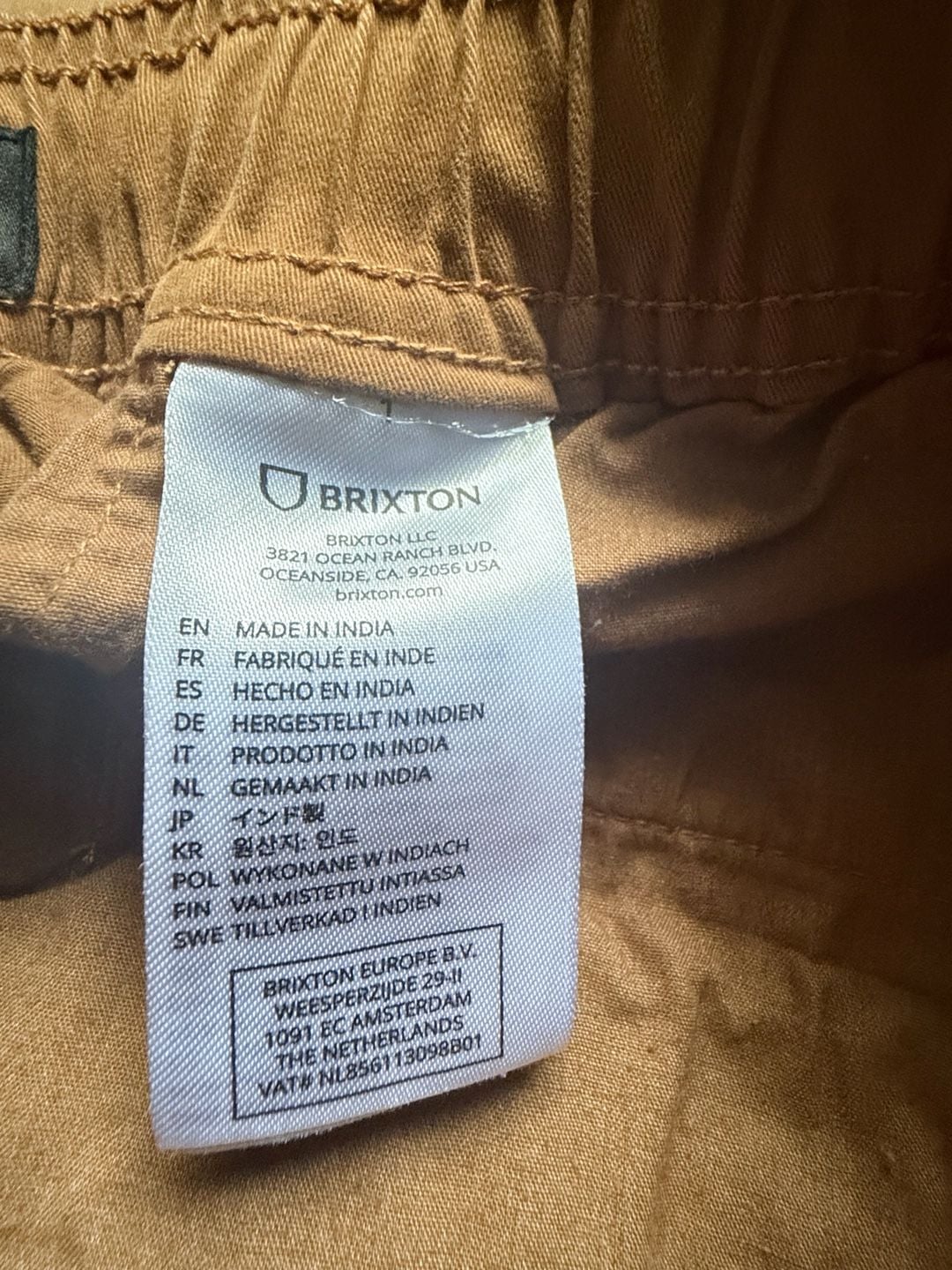 Brixton Broadway Elastic Waist Relaxed Pant Size M Washed Copper 11