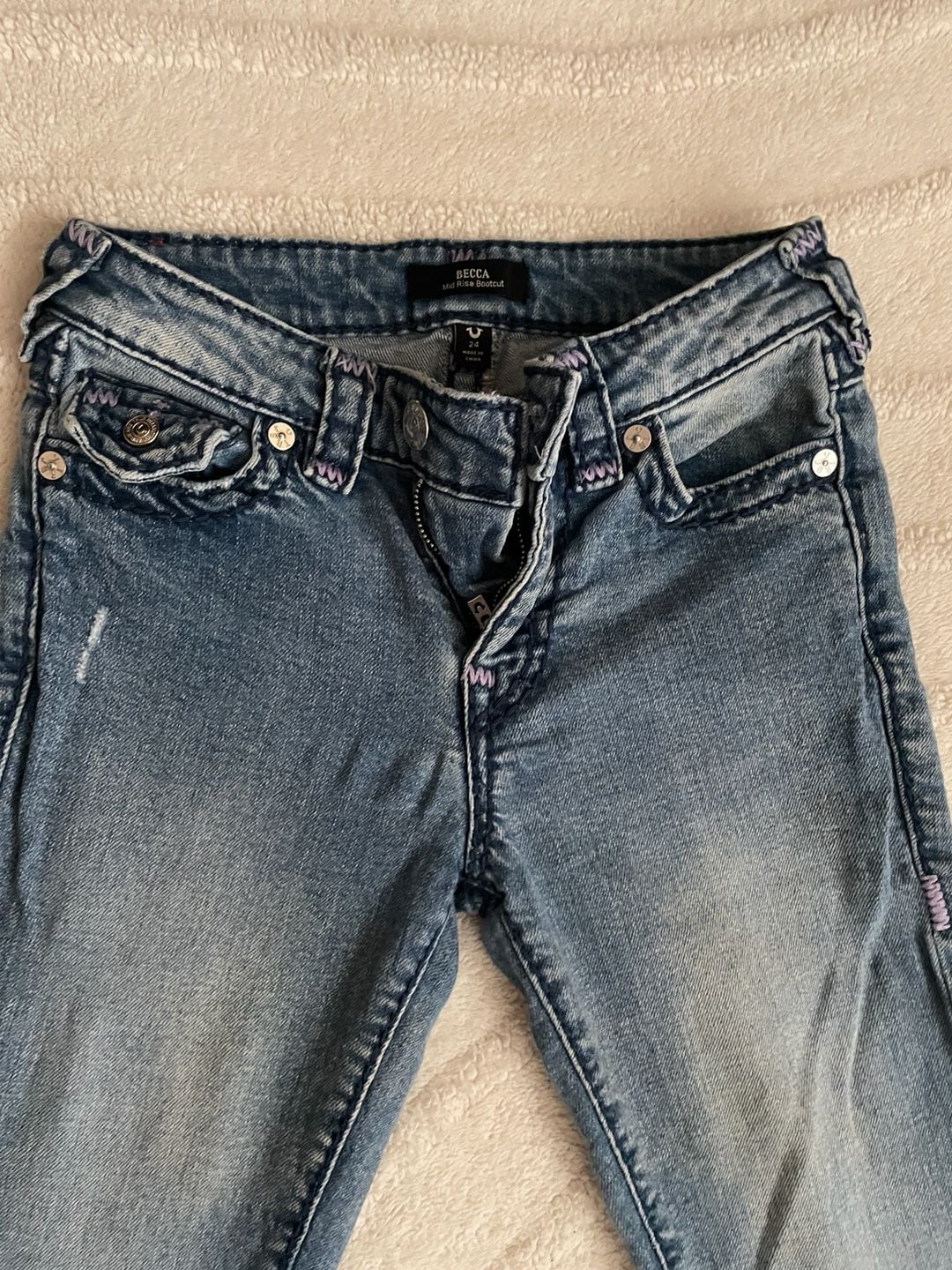 True Religion Becca Mid Rise Bootcut Size 24 Blue Denim Jeans 4