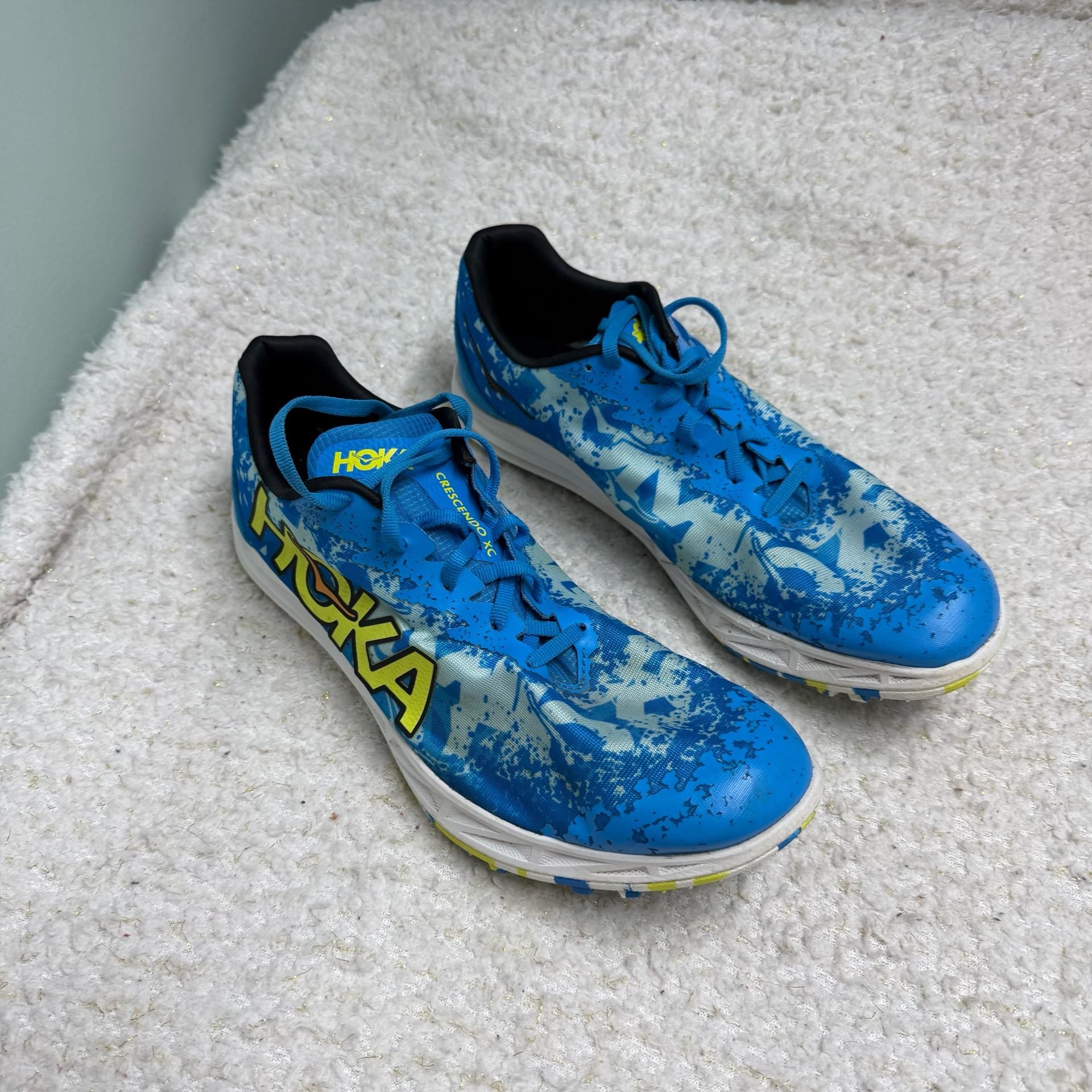 Hoka Crescendo XC Mens Size 10.5 Blue Cross Country Racing Spikes Womens Size 12 2