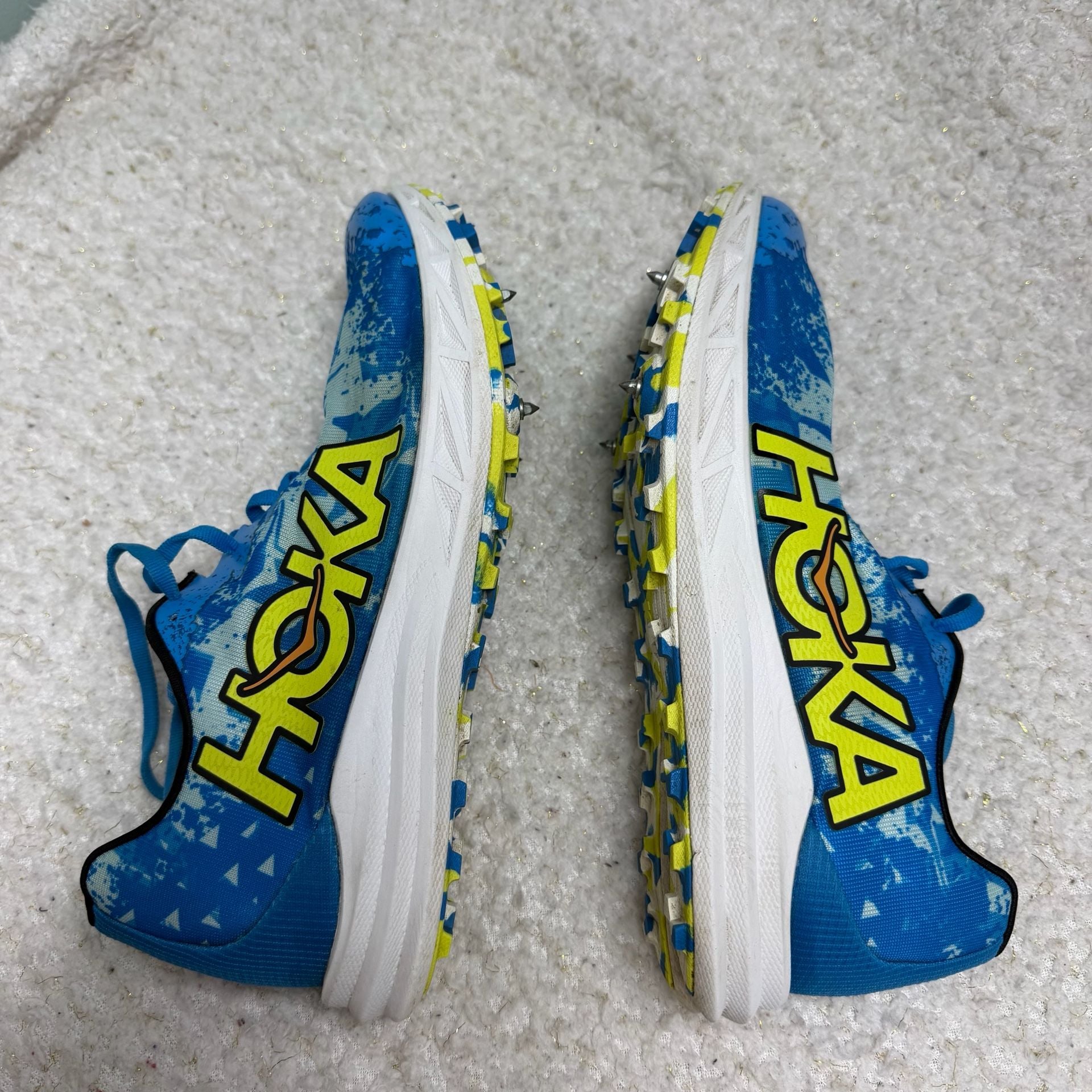 Hoka Crescendo XC Mens Size 10.5 Blue Cross Country Racing Spikes Womens Size 12 4