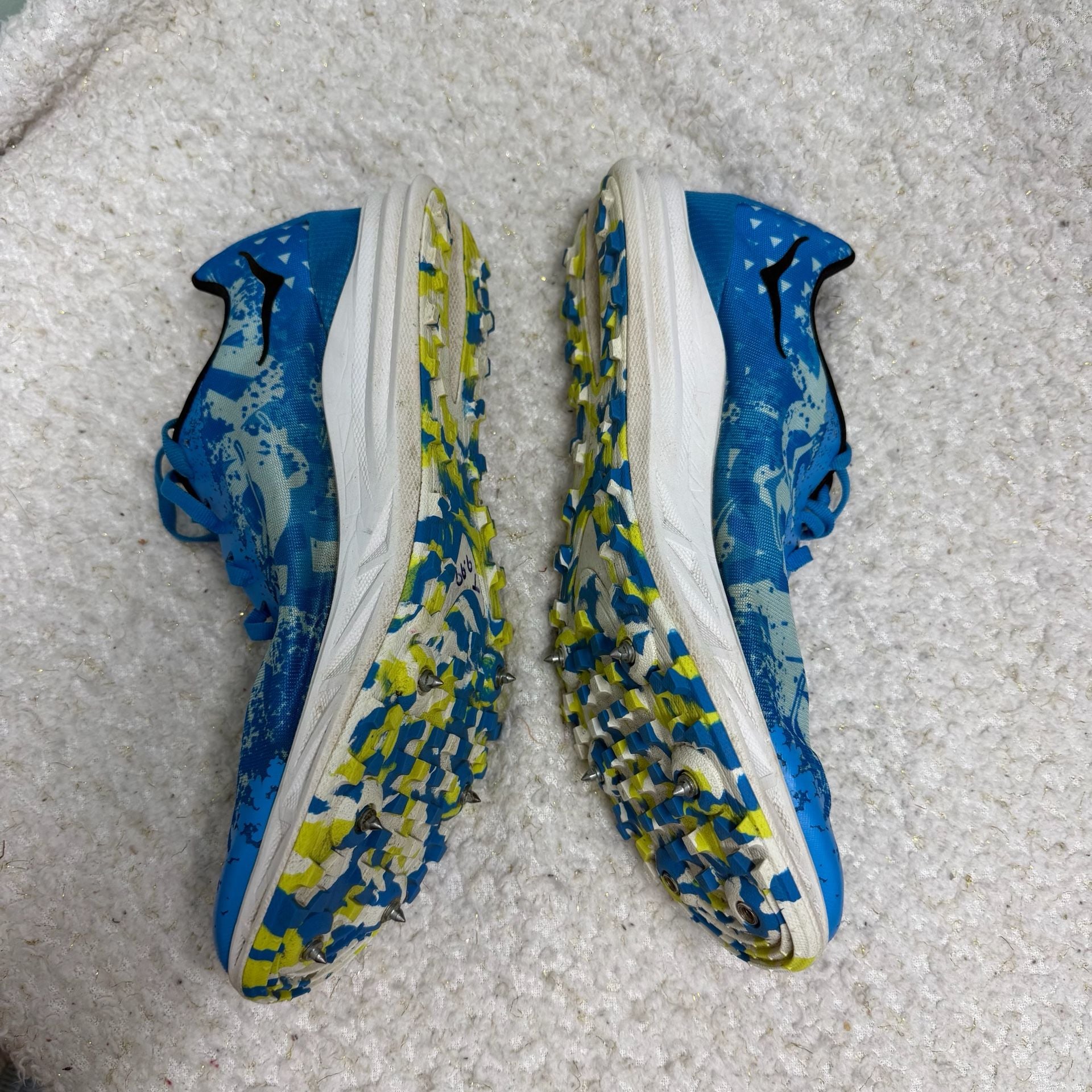 Hoka Crescendo XC Mens Size 10.5 Blue Cross Country Racing Spikes Womens Size 12 5