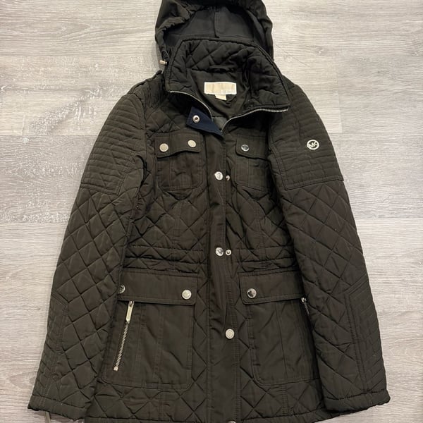 Michael Kors Quilted Hooded Jacket Black