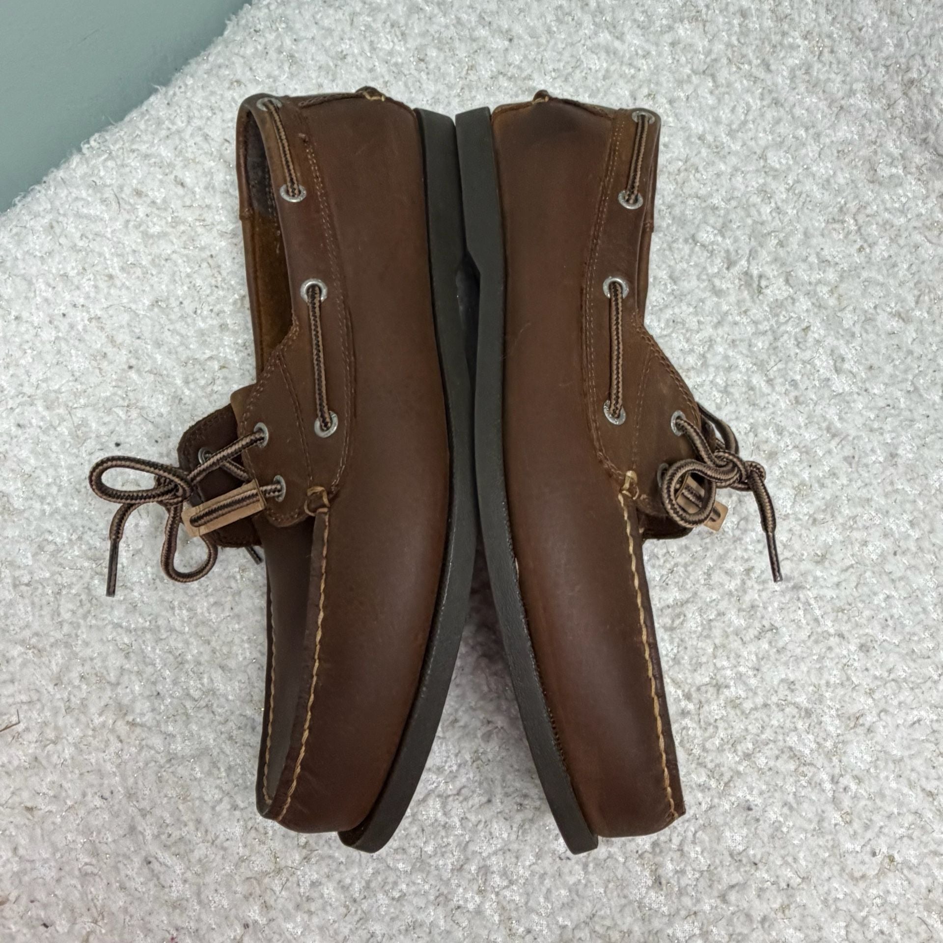 Dockers Vargas Boat Shoes Size 12W Brown Leather Casual Loafers Mens Like New 5