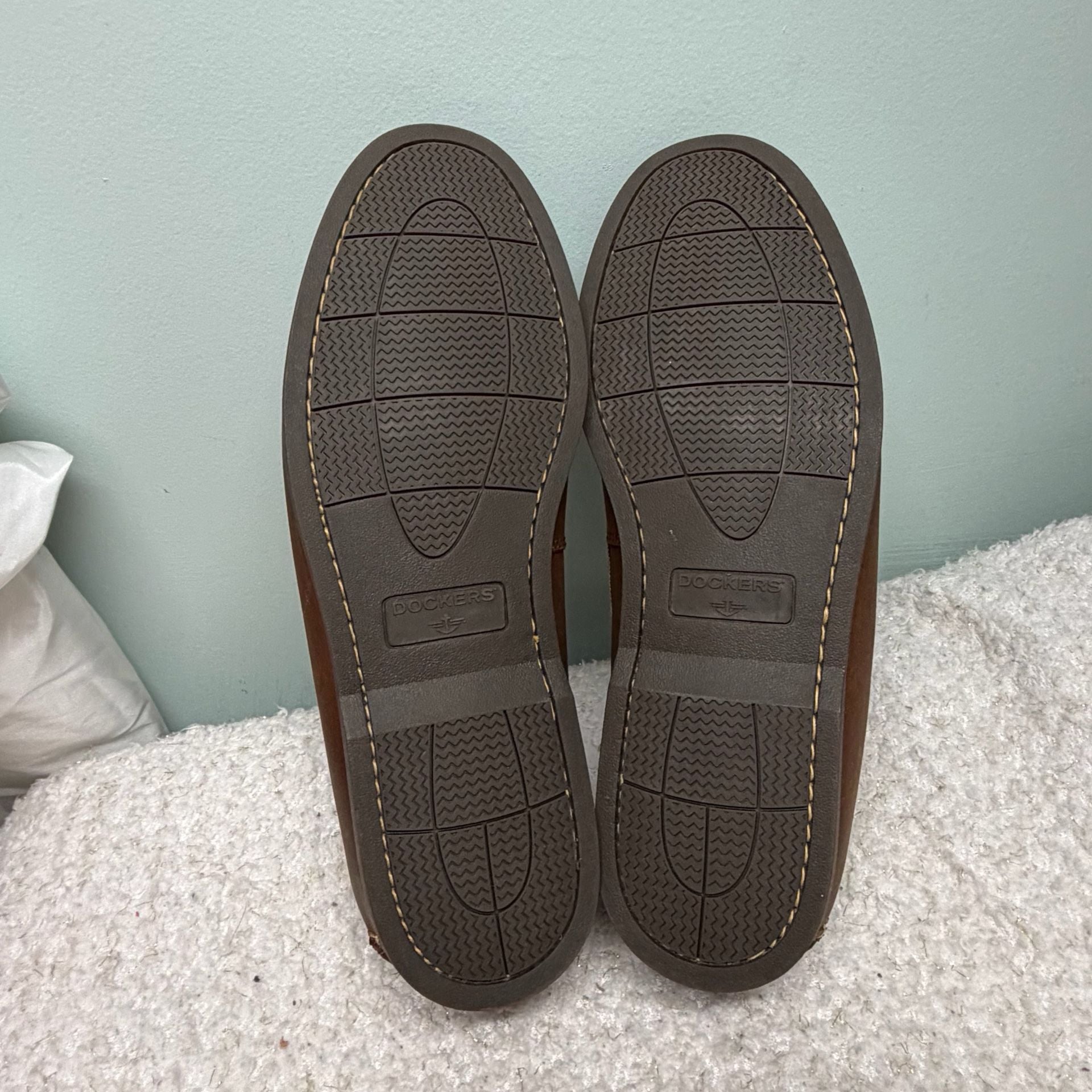 Dockers Vargas Boat Shoes Size 12W Brown Leather Casual Loafers Mens Like New 8