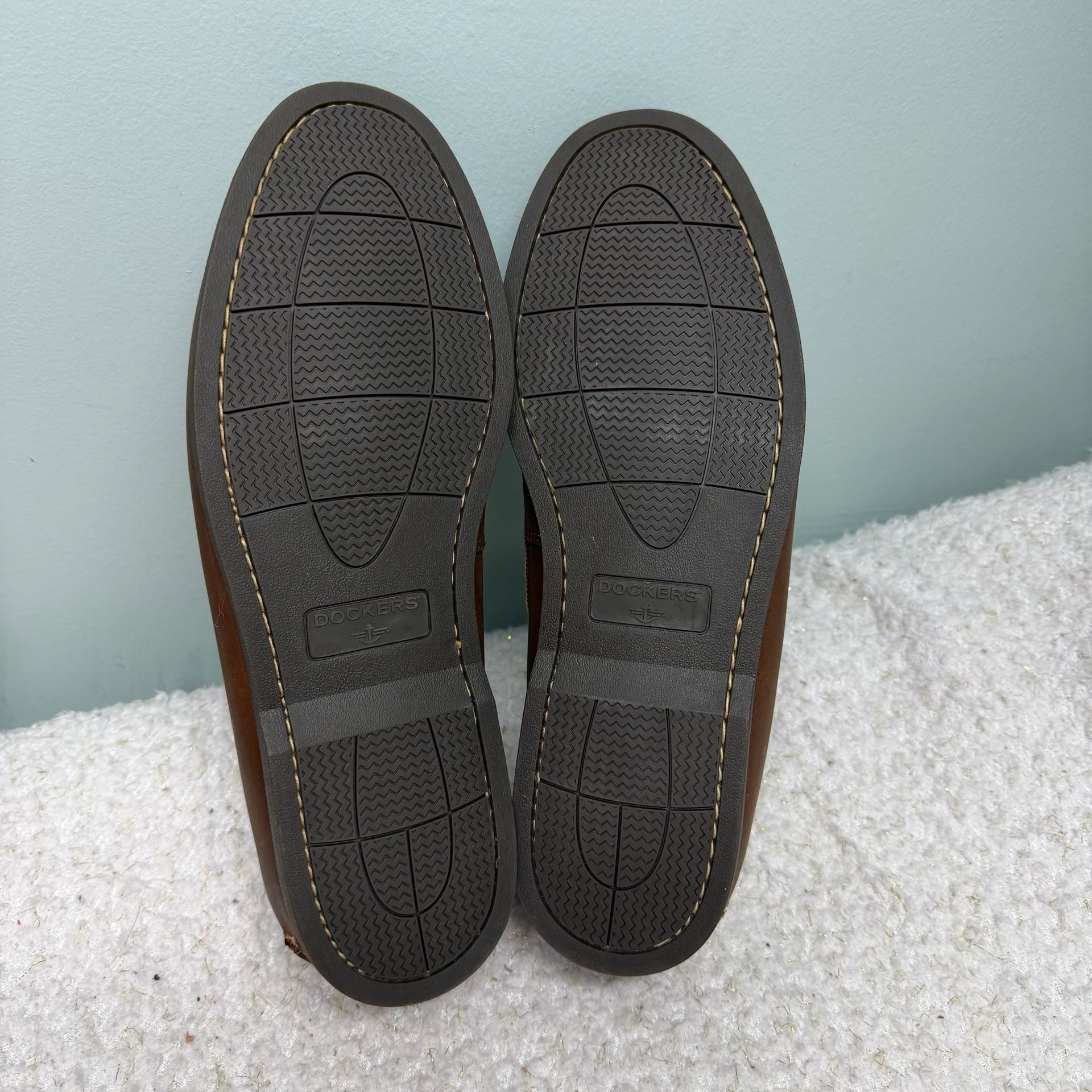 Dockers Vargas Boat Shoes Size 12W Brown Leather Casual Loafers Mens Like New 10