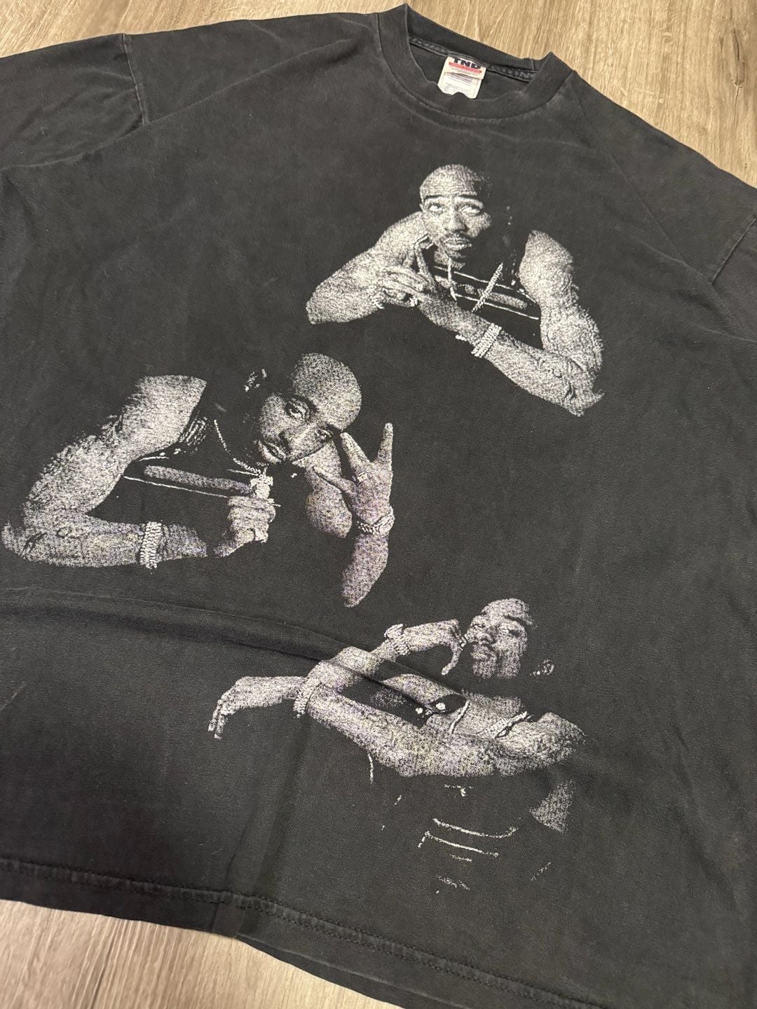 Vintage 90s 2Pac Triple Graphic Rap Tee Tornado Activewear Size XL Grail

 9