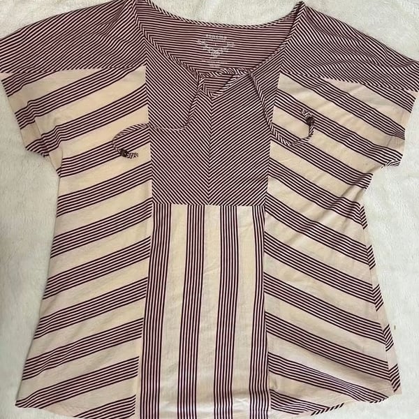 Sonoma Life + Style Striped Short Sleeve Tunic Blouse Size L