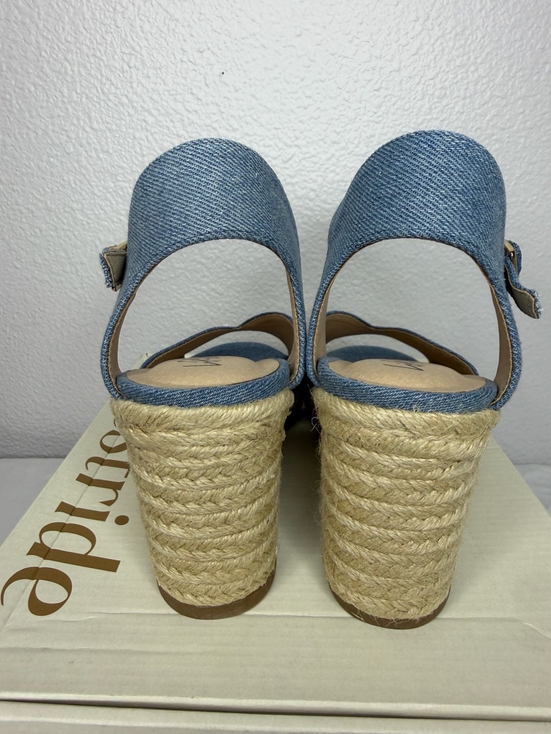 LifeStride Tess Espadrille Wedge Sandals Size 9W Blue Denim 3