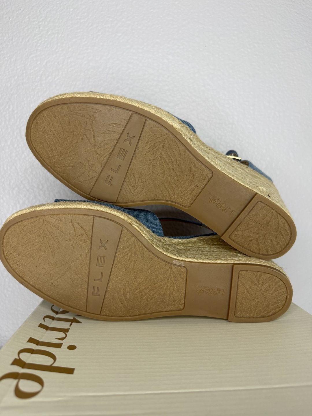 LifeStride Tess Espadrille Wedge Sandals Size 9W Blue Denim 6