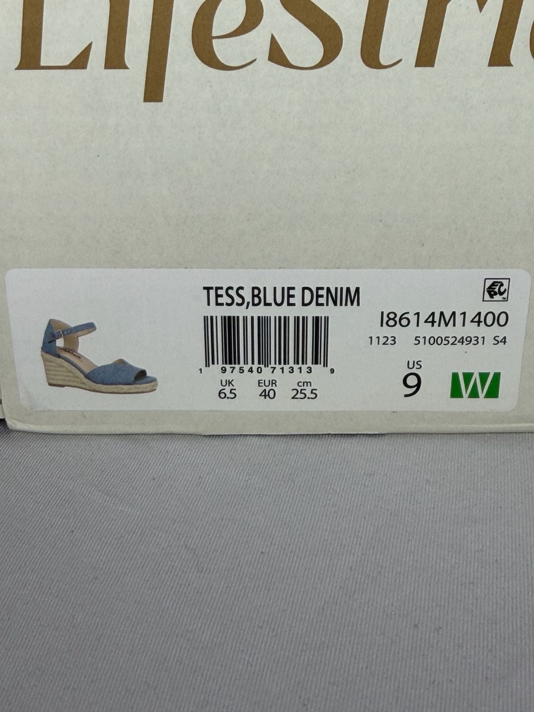 LifeStride Tess Espadrille Wedge Sandals Size 9W Blue Denim 7