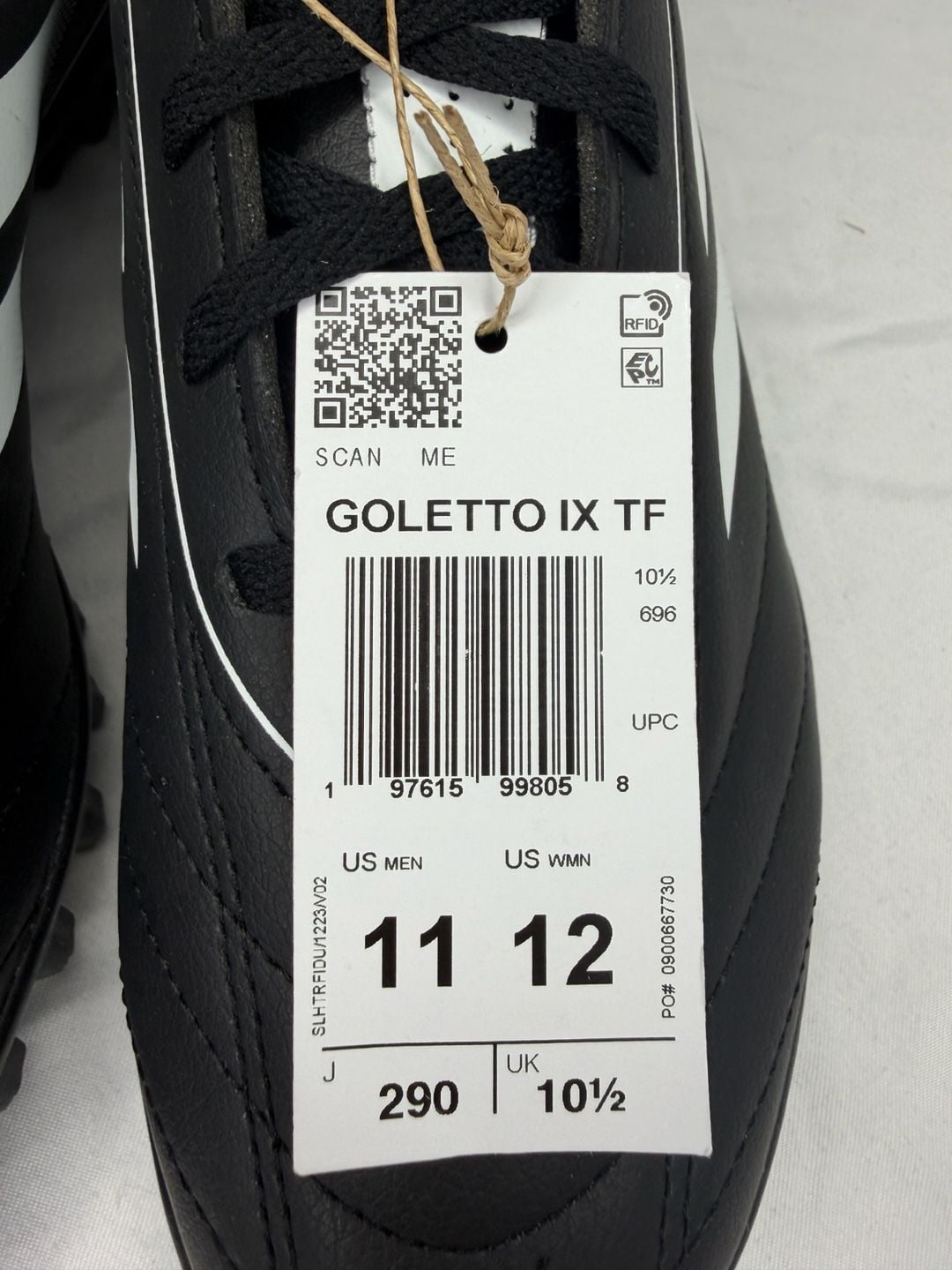 Adidas Goletto IX TF Size 11 Black White Turf Soccer Cleats 5